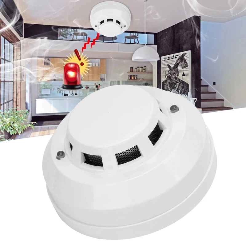 TOP New Alarms Smoke Detectors Smoke Alarm High Sensitivity Security Detector Sound Light Warning Device with Red LED Indicator - 3