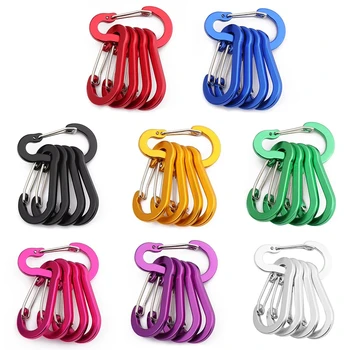 5PCS Heavy-Duty Aluminum Alloy Carabiner Keychains - Durable Multi-Purpose Snap Hook Lock Buckle for Camping, Hiking & Climbing