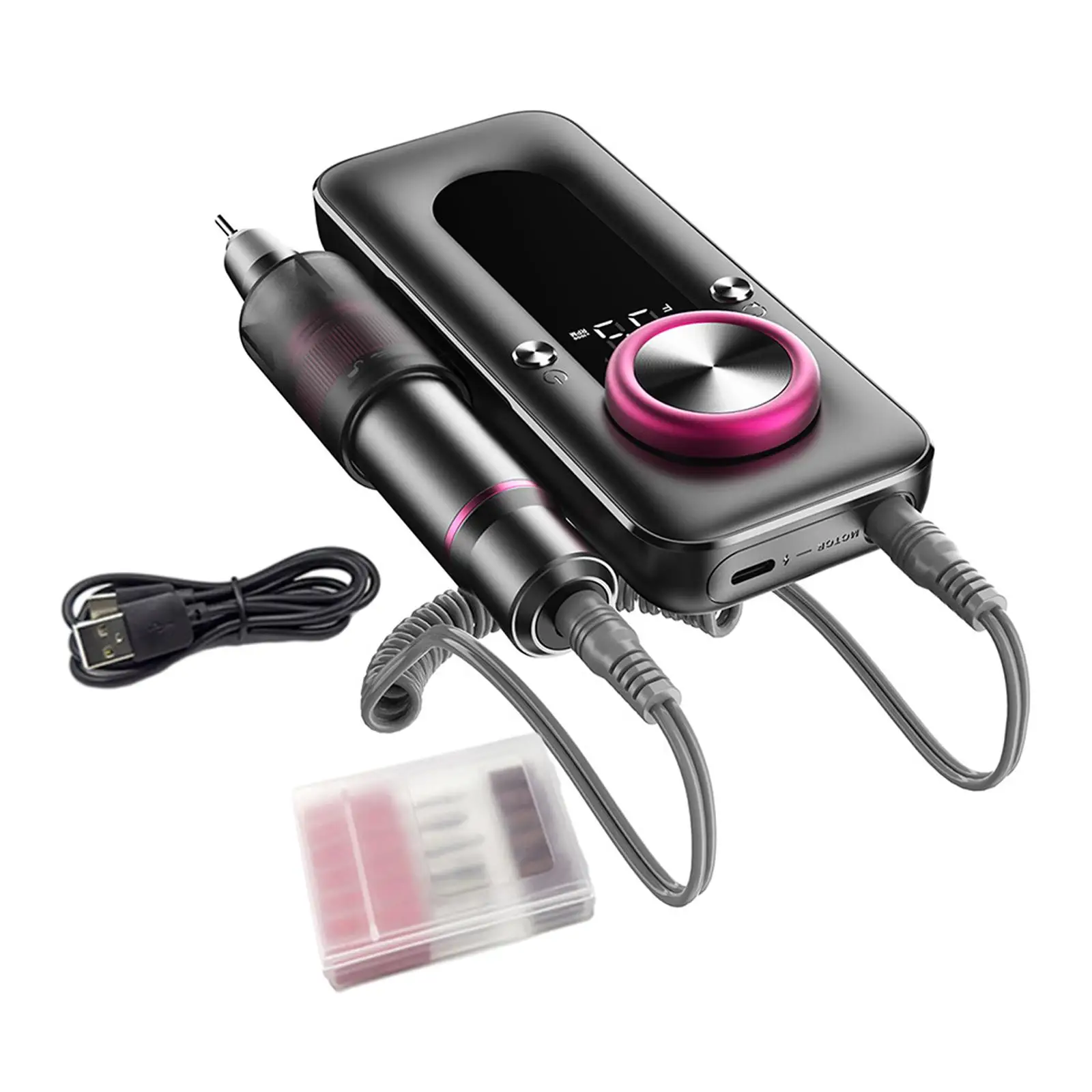 Electric Nail Drill Machine Portable Nail Drill Manicure Pedicure Kits for Carving Removing Grinding Trimming Home Salon Use