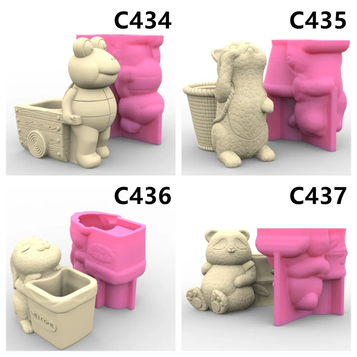 

Cartoon Animals Vase Silicone Mold Simple Vase Flower Pot Succulent Pen Holder DIY Making Resin Concrete Vase Cactus Home Decor