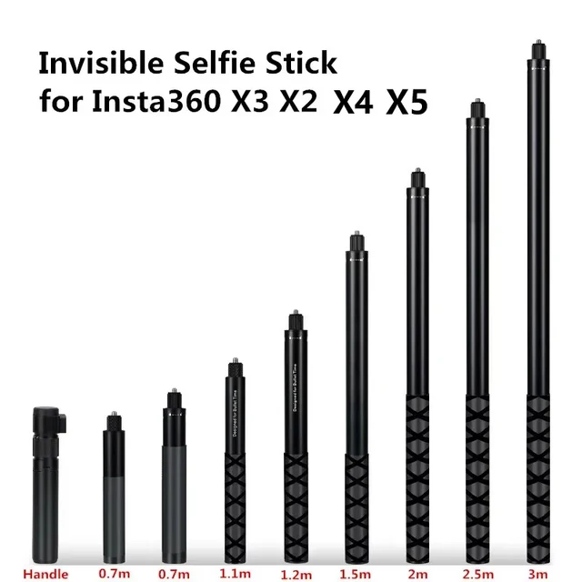 Invisible Selfie Stick for Insta360 X5 X4 Selfie Stick Bullet Time Bundle Handle for Insta360 X3 Panoramic Camera Accessorie DJI