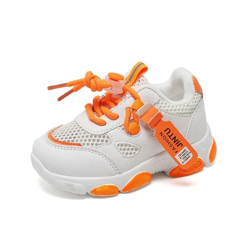 

2022 Summer Kids' Sneakers Leather Top Small White Shoes Sports Shoes Girls' Casual Soft Sole Hollow Breathable Mesh Shoes