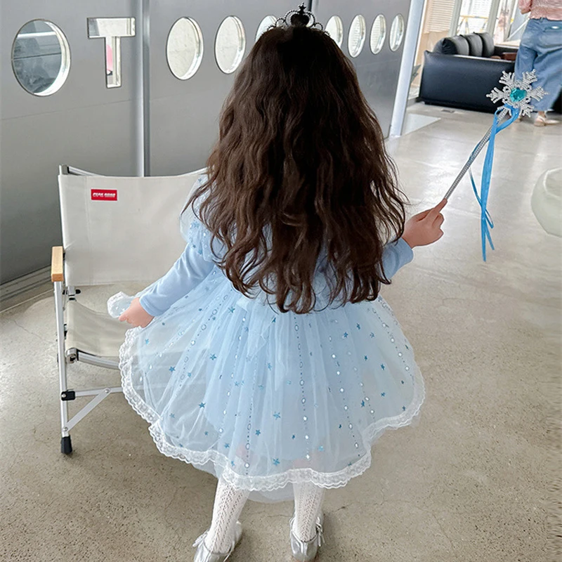 Girls Elsa Princess Dress 4