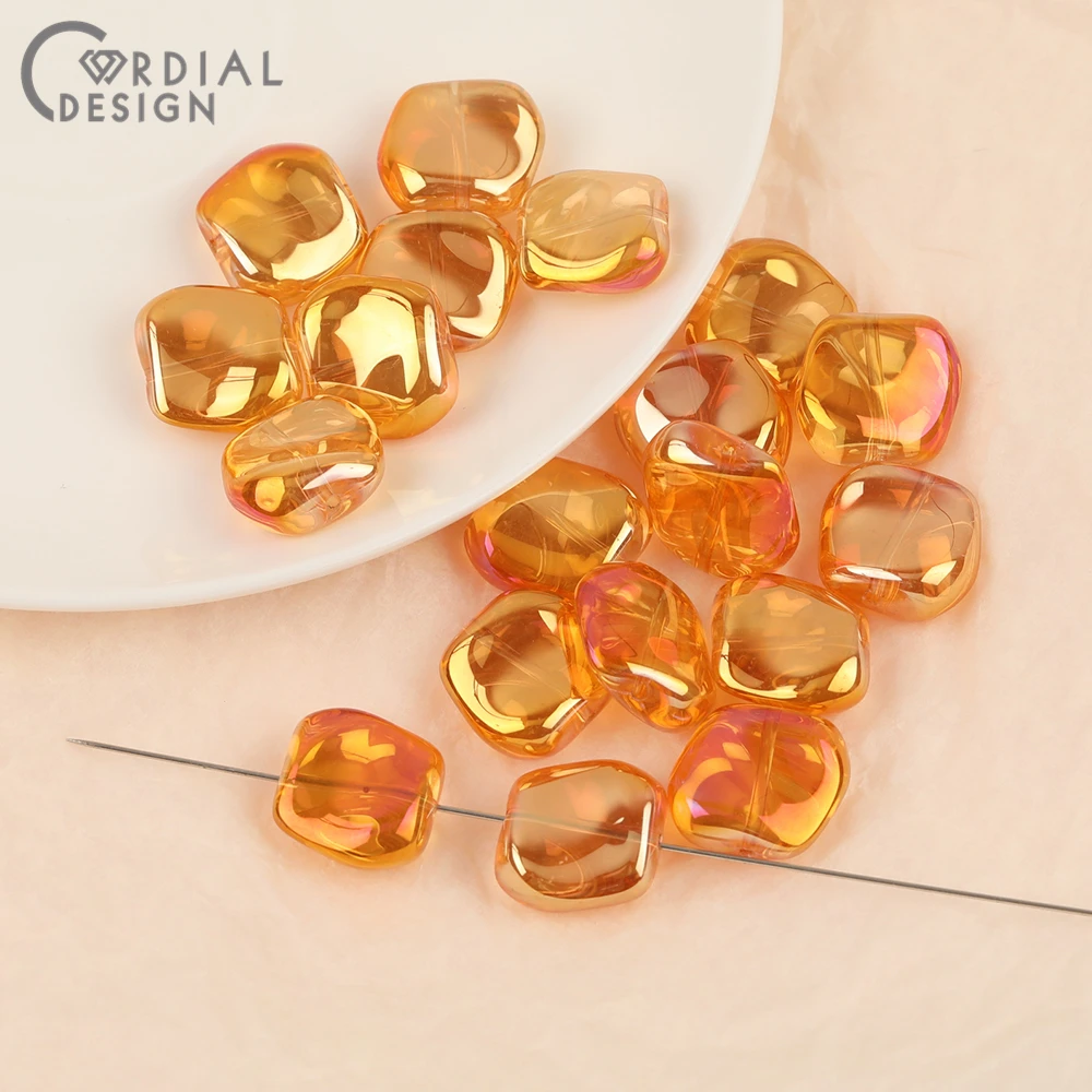 Cordial Design 17*18MM 100pcs Hand Made/DIY Glass Bead/Aurora Effect/Irregular Shape/Jewelry Findings & Components/Beads Making - cordial