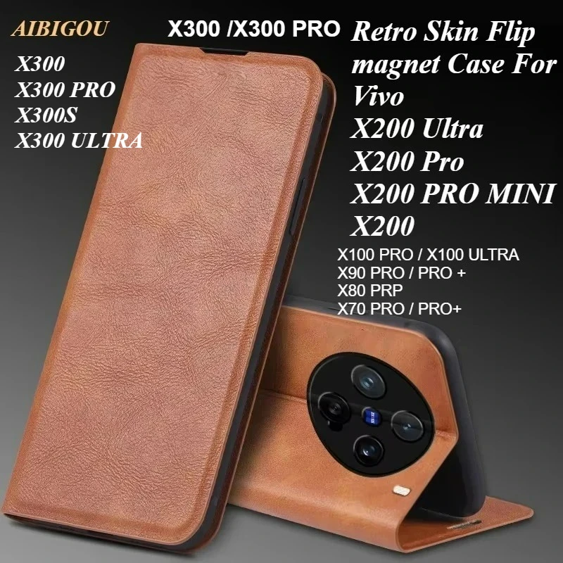 Luxury Retro Leather Flip Case - Premium Magnetic Book Cover in Classic Style