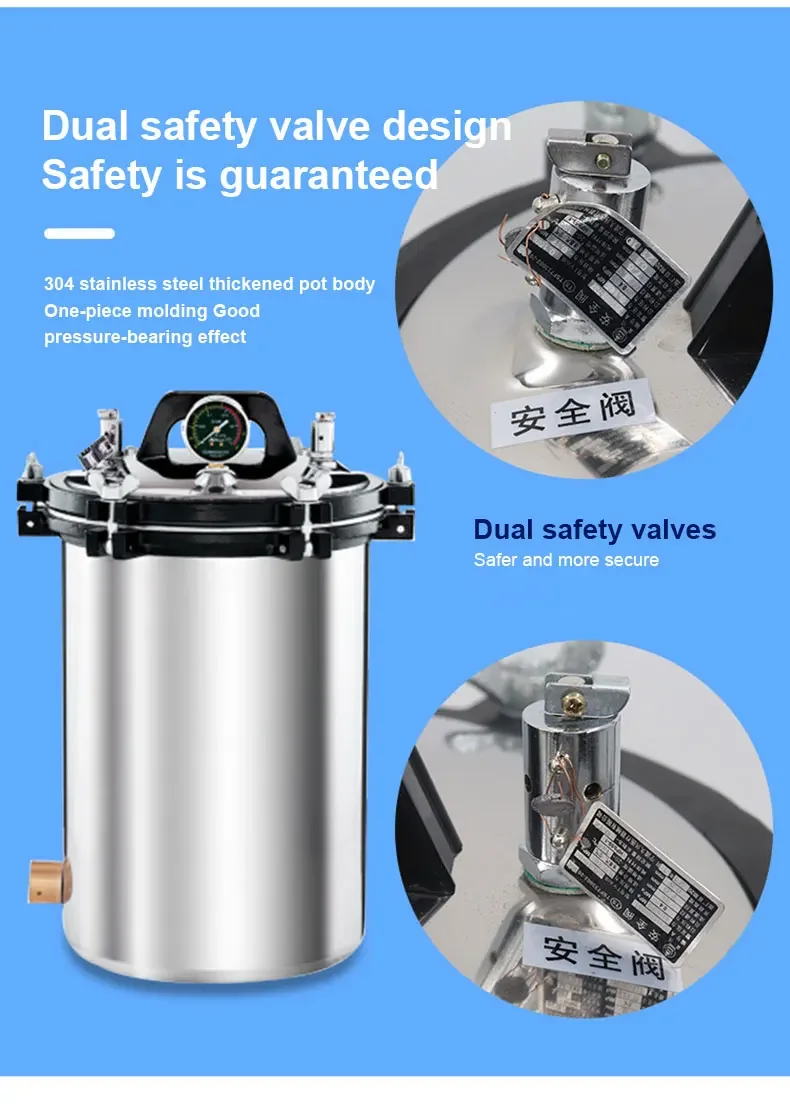 Digital Display Automatic Autoclave Sterilizer Overpressure Self-venting Labs Po