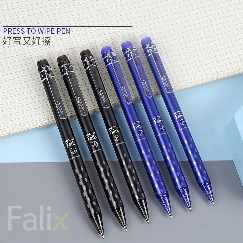 0.5mm 개폐식 지울 수 있는 젤 펜 세트(리필 포함) 검정색 파란색 젤 잉크 내장형 지우개 사무용품 시험 문구 키트
