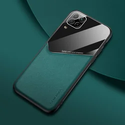 Shockproof Magnetic Leather Car Holder Case with TPU Bumper for Huawei Nova 7 se (Green)