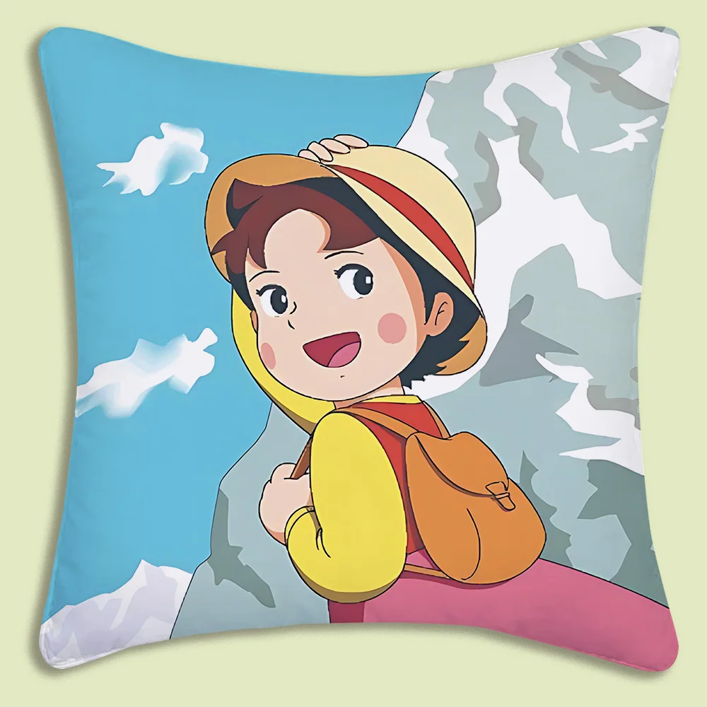 Heidi Peter And Grandpa Alps Goat Mountain Pillow Covers Cartoon Sofa Decorative Home Double-sided Printing Short Plush Cute 6