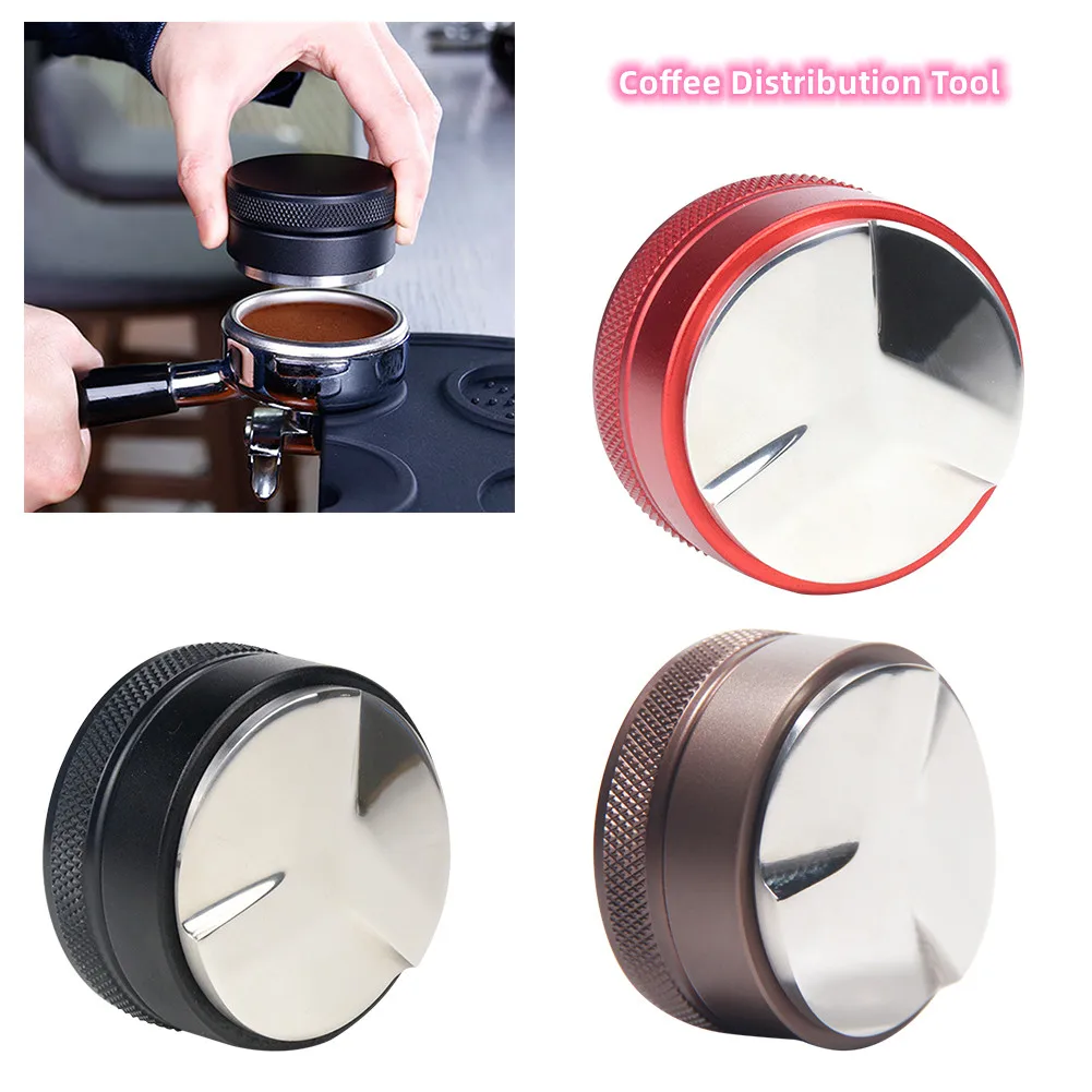 51/53/58MM  Espresso Tamper Coffee Distributor Tool Adjustable Height Trefoil Coffee Distributor Coffee Accessories Three Slopes