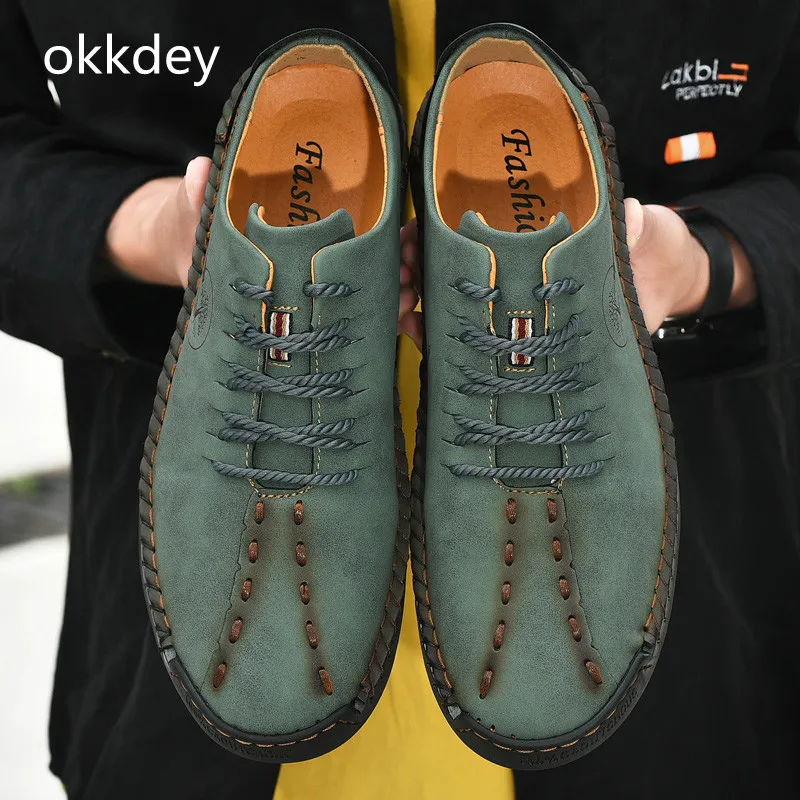 Formal Shoes for Men leather shoes Round Toe Flat Casual Comfortable Trendy All-match Outdoor Loafers Leather Shoes for Men Spring Summer