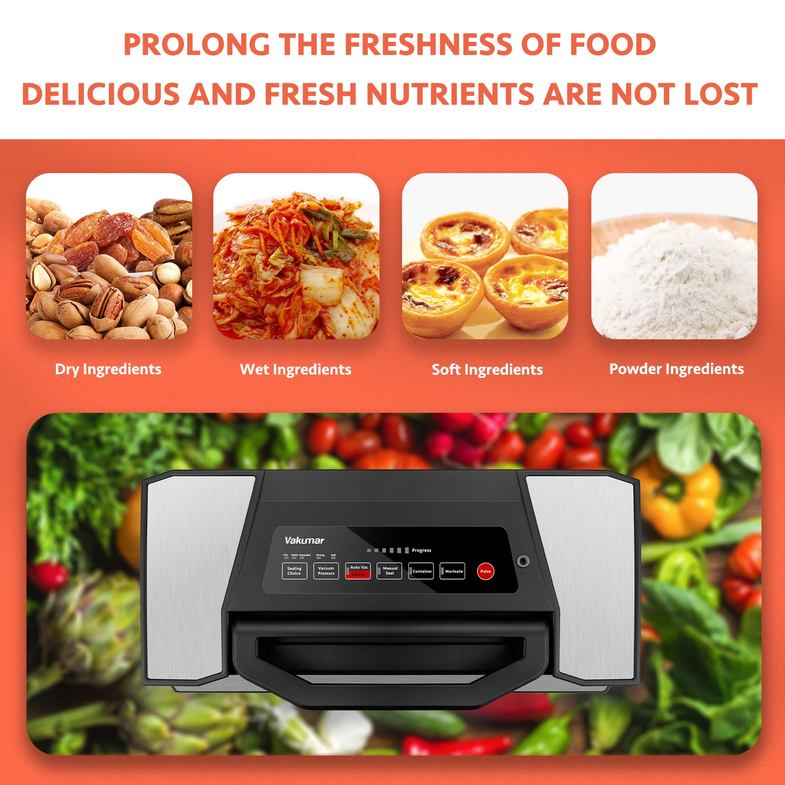 Vakumar VH5180  Kitchen Automatic Commercial Household Food Vacuum Sealer Packaging Machine Include 2 rolls Vacuum packed bags 5