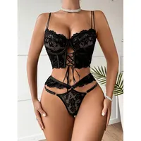 Ensemble de sous-vêtements en dentelle florale pour femmes, soutien-gorge push-up, brassière à armatures, kit de soutien-gorge délicat, tenue sexy, grande taille 4