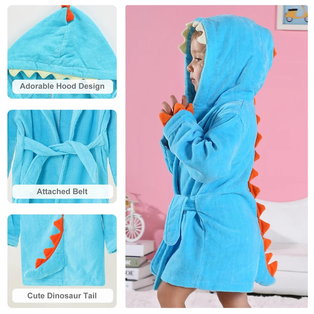 MICHLEY Dinosaur Baby Bathrobe 3