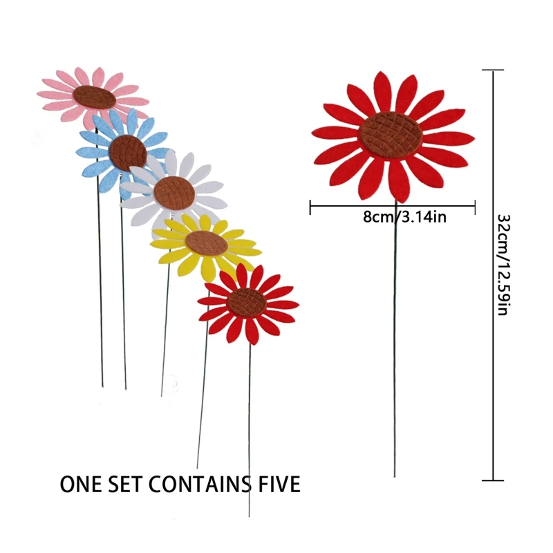 5pcs Vintage Metal Sunflower Garden Stakes Yard Lawn Patio Ornaments Waterproof Flower Stick Indoor Outdoor Decor garden art decor