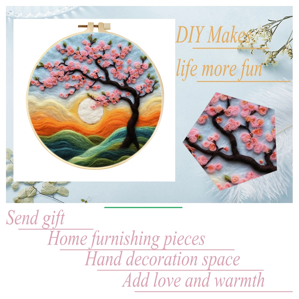 Needle Felting Kit needle felting kit wool felting kit needle felting painting kit PhotoFelt For Beginner DIY Wool Felting Painting With Embroidery Flower Tools Decoration Wools