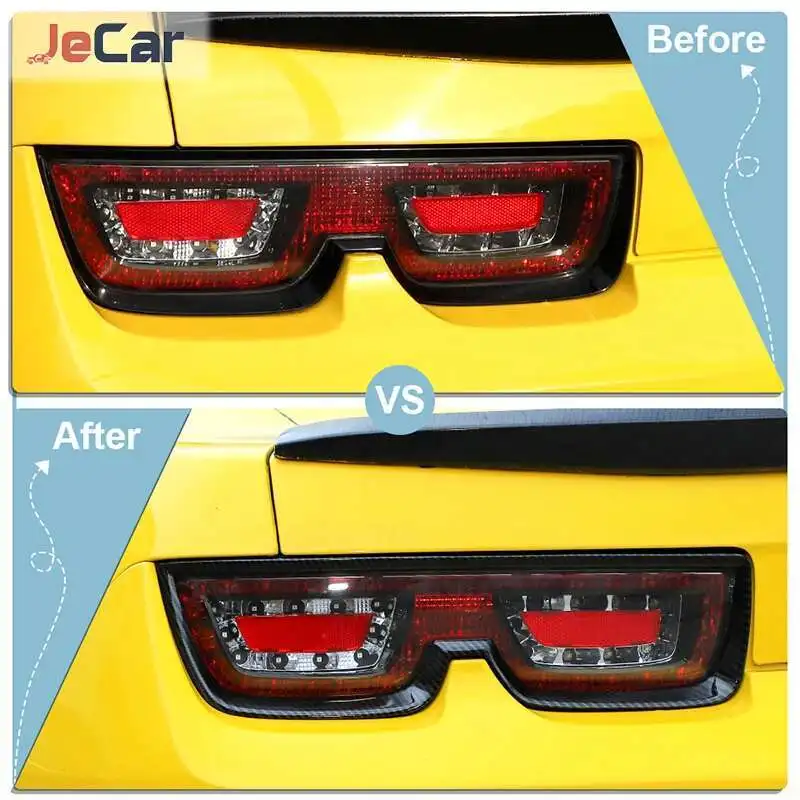 JeCar 블랙 자동차 후면 테일 램프 장식 스트립 미등 커버 트림 스티커 시보레 카마로 2010-2013 자동차 액세서리