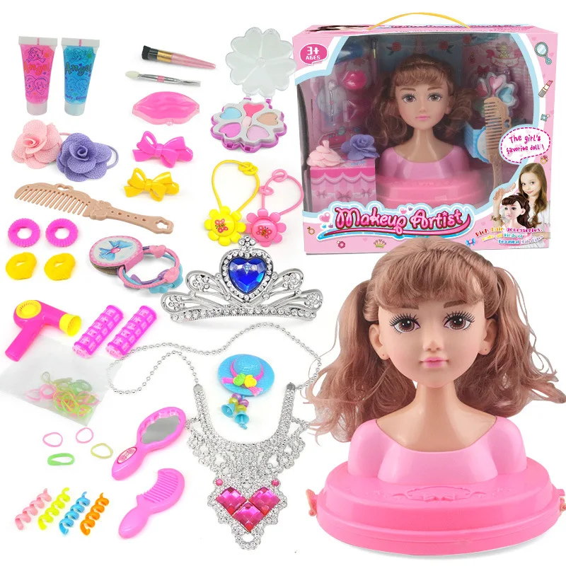 Cabeça de Boneca Brincar - Cabeça de boneca para estilo de cabelo com  secador de cabelo - Boneca de Maquiagem Crianças Maquiagem Brinquedo Fino  Acessórios Boneca Modeladora Boneca Escova de Generic 