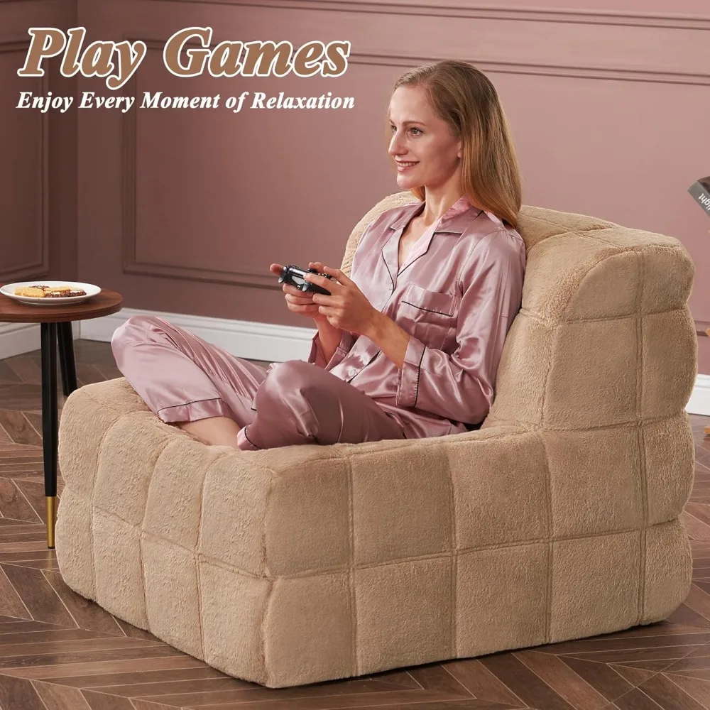 Bean Bag Chair Sofa Furry Beanbag Chair Couch for Adults Armless Bean Bag Lounge Soft Comfy for Bedroom, Living Room or