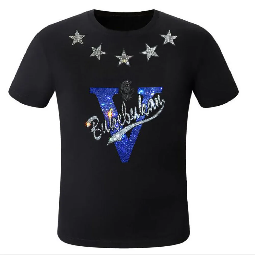 

O Neck Slim Tshirts Hot Drilling T Shirts Men Brand Short Sleeve Man Fashion Streetwear five star 22