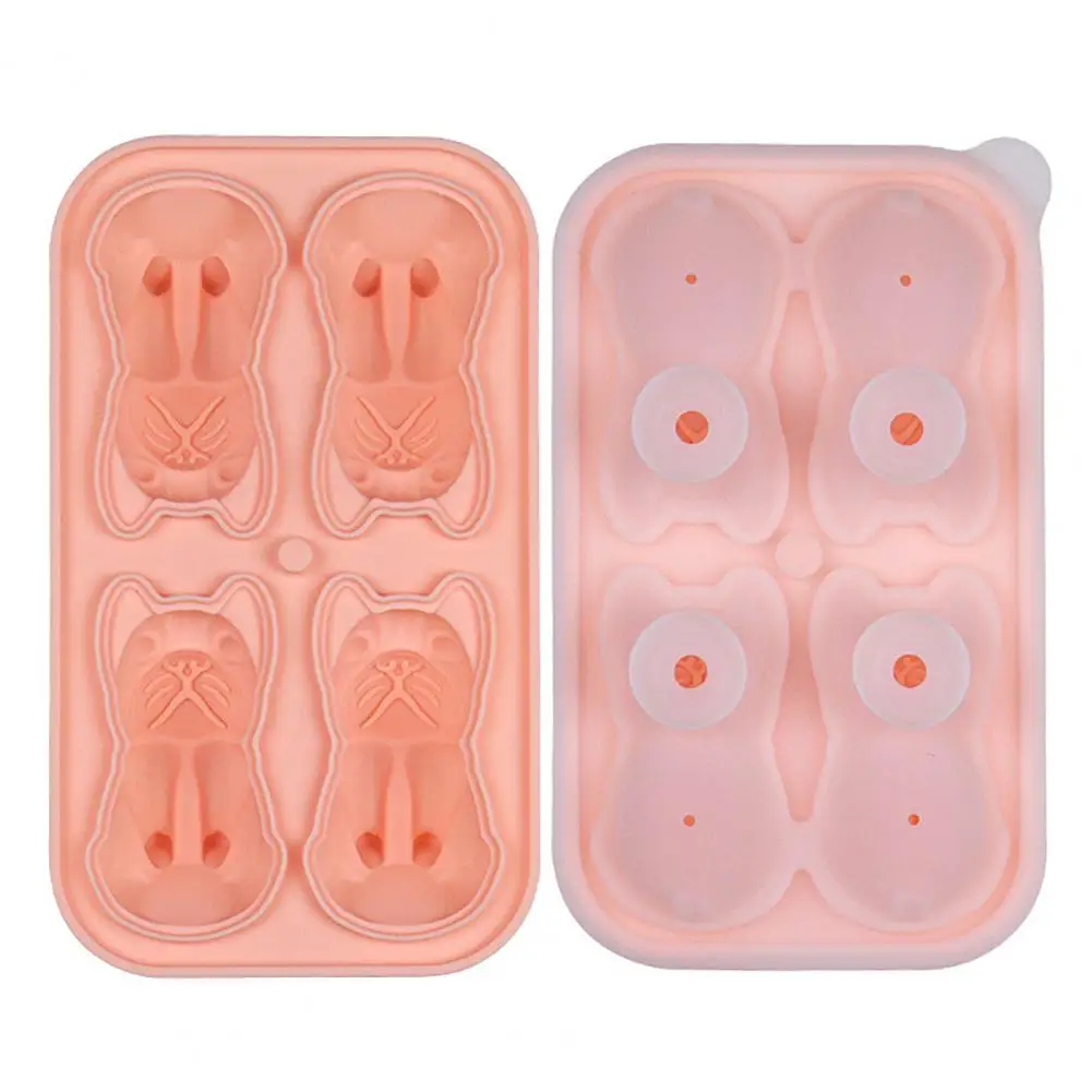 Bulldog Shape Ice Mold Silicone Dog Ice Cube Tray Creative Whiskey Ice Cube  Ice Maker Mold With Spill-Resistant LidParty Supply