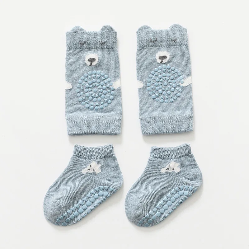 Baby Knee Pads Socks Set Anti-Slip Socks Kneecap Kid Crawling Safety Floor Knee Protector Kneepad Leg Warmers Girls Boys