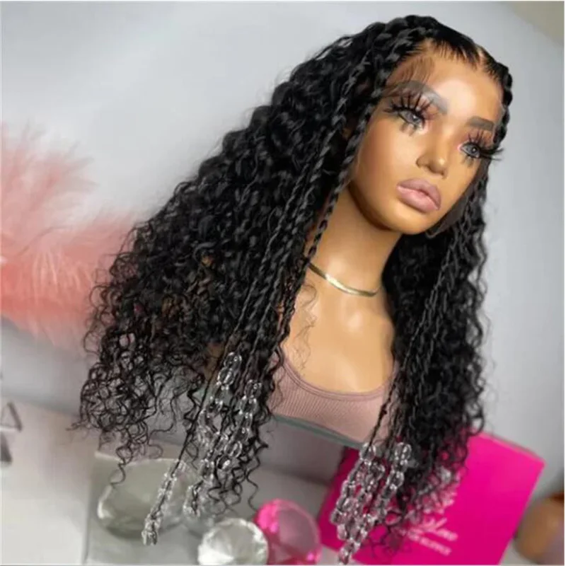 

180Density Soft Natural Hairline Black 26“Long Kinky Curly Lace Front Wig for Women BabyHair Glueless Preplucked Daily Cosplay