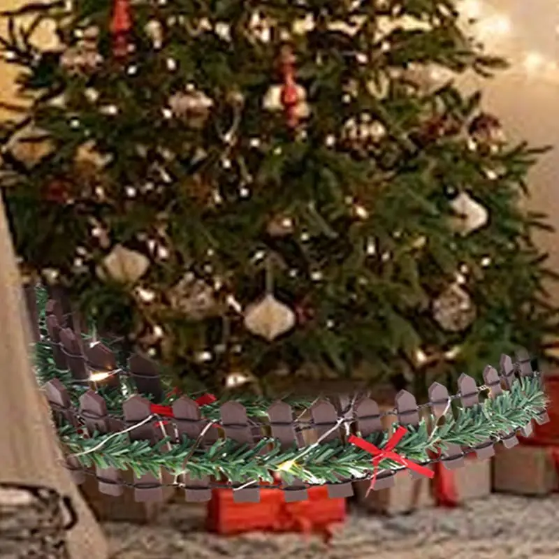 Christmas Tree Fence Decoration LED Handmade rattan wooden fence New Year Party Home Garden Holiday Indoor Decor garden fence