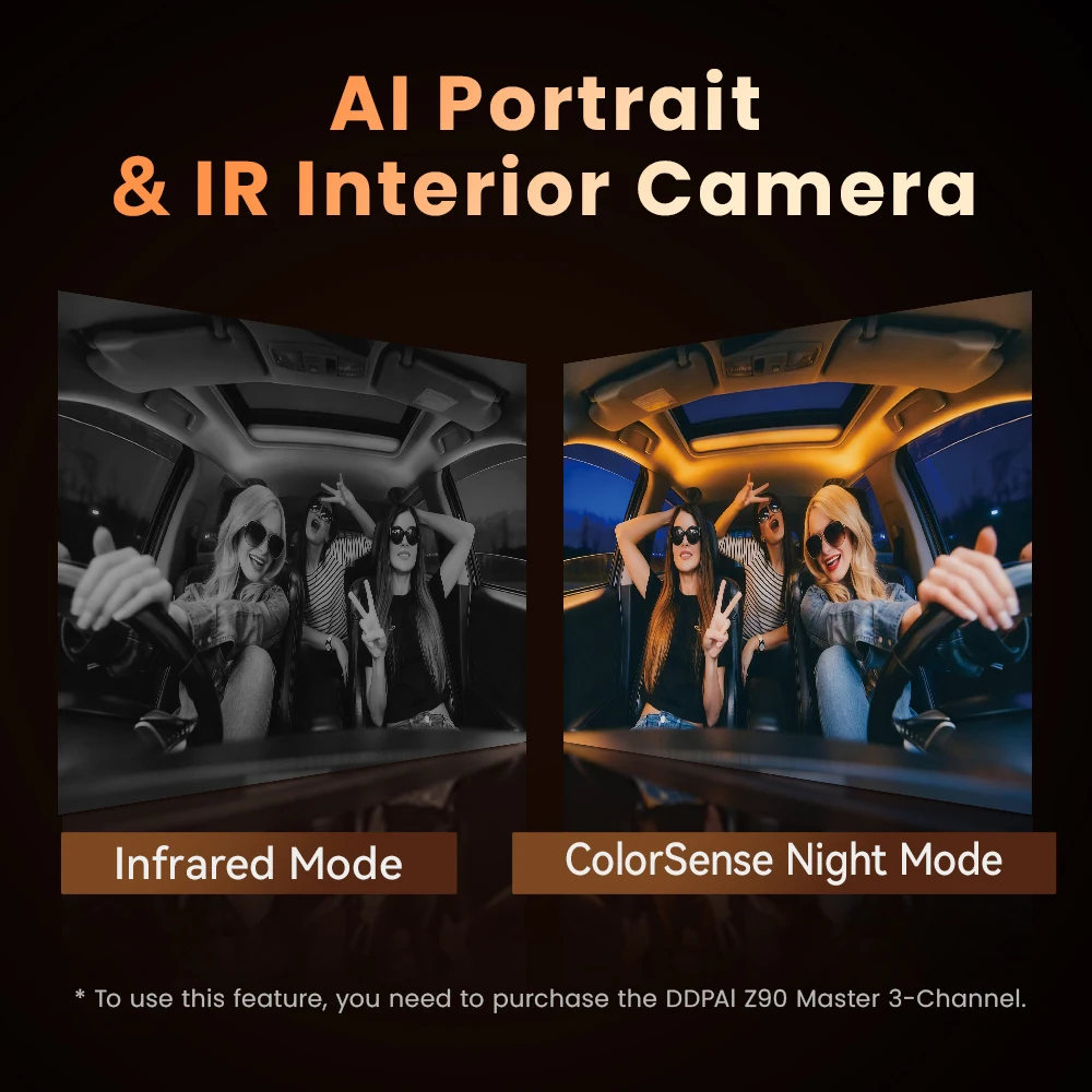 داش كام 3 قنوات أمامية وخلفية و داخلية DDPAI 4K Z9...