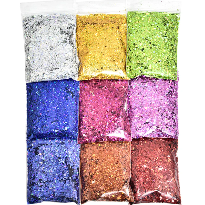 

1Kg/Bag Hexagon Shape Moon Star Glitter Sequins Holographic Flakes Nail Art Sequins Laser Flakes Chunky Glitter Paillette
