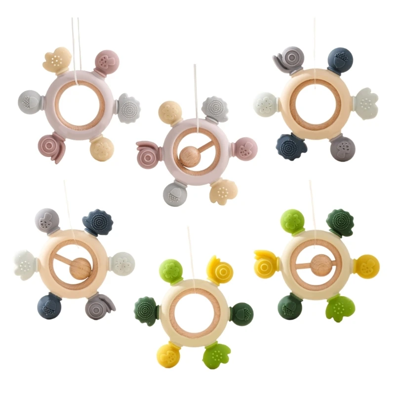 

Infant Teething Toy Colorful Chewing Rings Teether Christmas Gift for Toddlers Motor Nursing Grasping