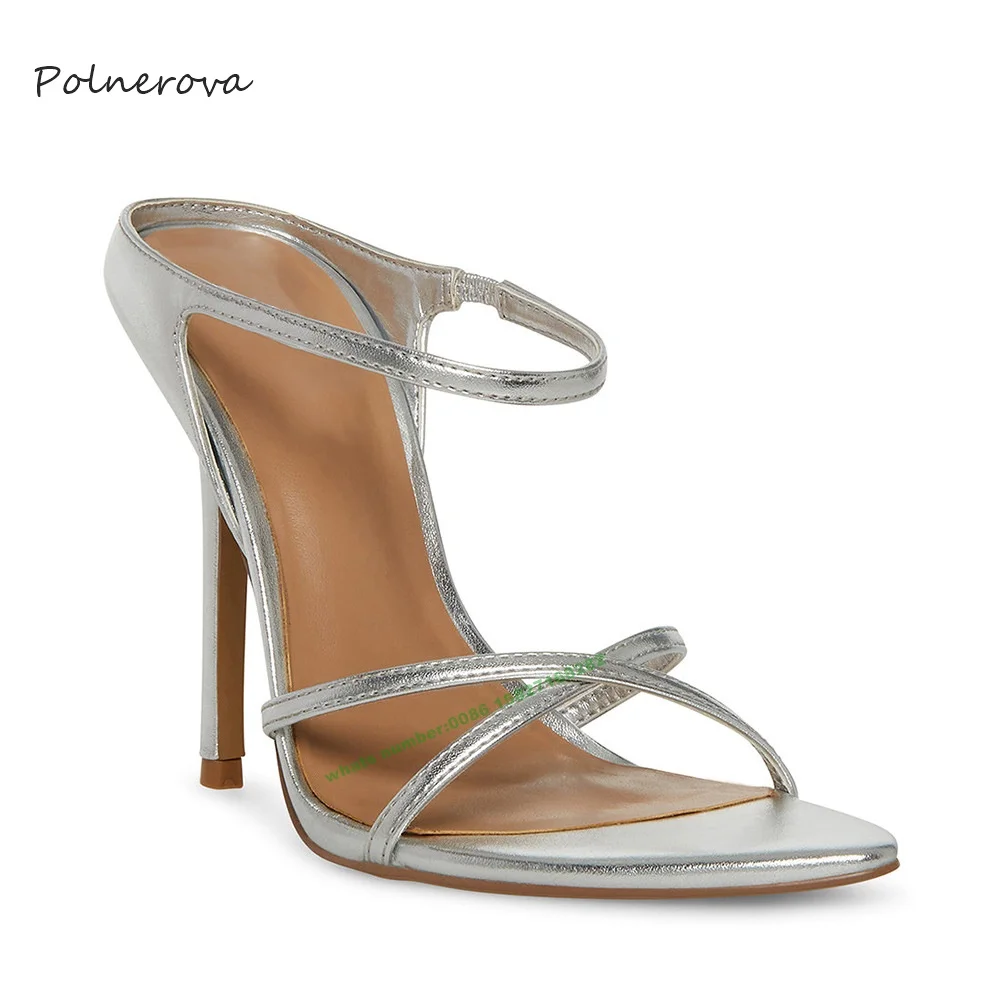 Retro Red High Heel Slippers Pointed Toe Cross Strap Slippers Slip On Outside Dress Party Pumps for Women Summer Plus Size 46