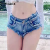 Sexy Korean Version Super Low Waist Denim Shorts Female Nightclub Broken Holes Slim Fit Skinny Women Summer Three-quarter Pants 1