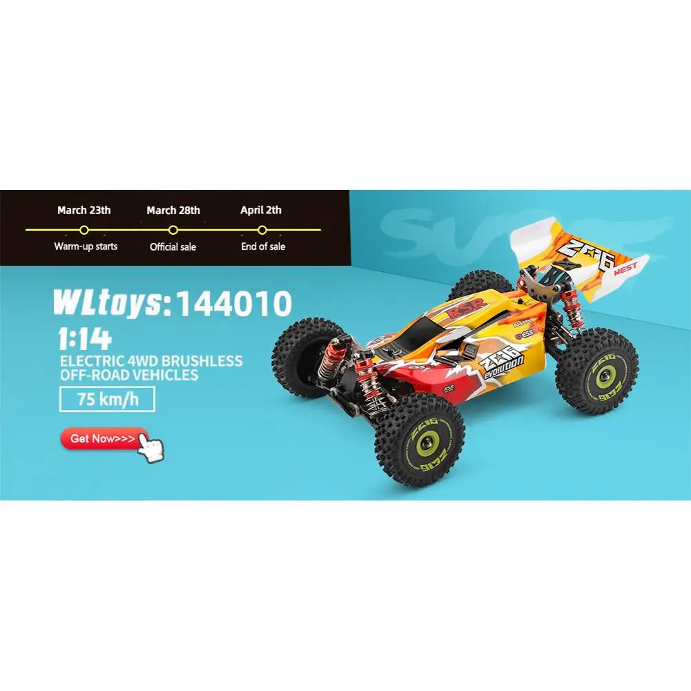 Wltoys 144010 1/14 2.4G 4WD High-speed Racing Brushless RC Car Vehicle Models 75km/h RC Cars discount