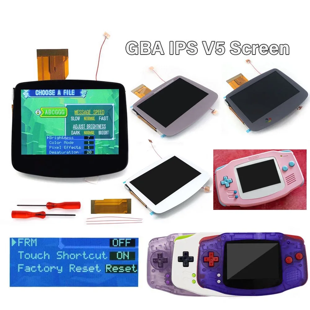 handheld modded gba games Game Console Gba Backlit Screen Mod Inch V5 IPS Laminated Screen