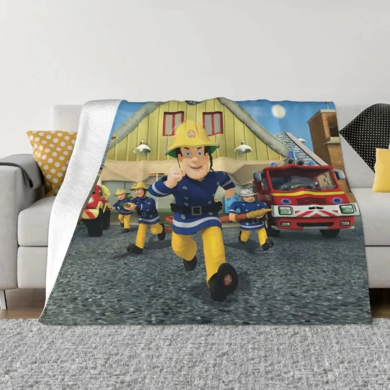 

Fireman Sam Blanket Fleece Print Cartoon Anime Portable Soft Throw Blankets for Bed Office Bedspreads