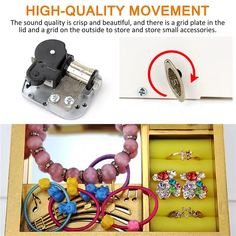 Dancing Ballerina Music Box For Kid Retro Craft Engraved Wooden Jewelry Storage Organizer With Mirror Great Gift For Birthday