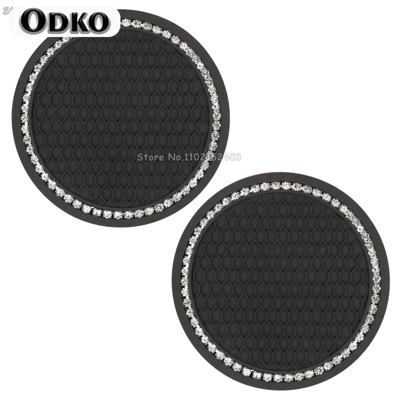 Car Non-slip Water Cup Pad Diamond Rhinestone Bling Decoration Auto Interior Cup Bottle Anti-skid Rubber Mat Car Accessories