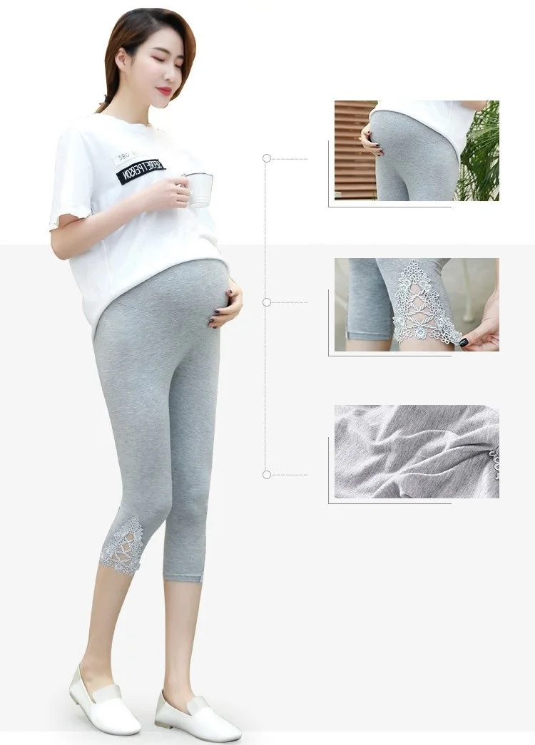 second hand maternity clothes 2022 Summer Plus Size Capris for Pregnant Women High Waist Adjustable Pregnancy Leggings Maternity Slim Trousers Pants ONLY cool maternity clothes