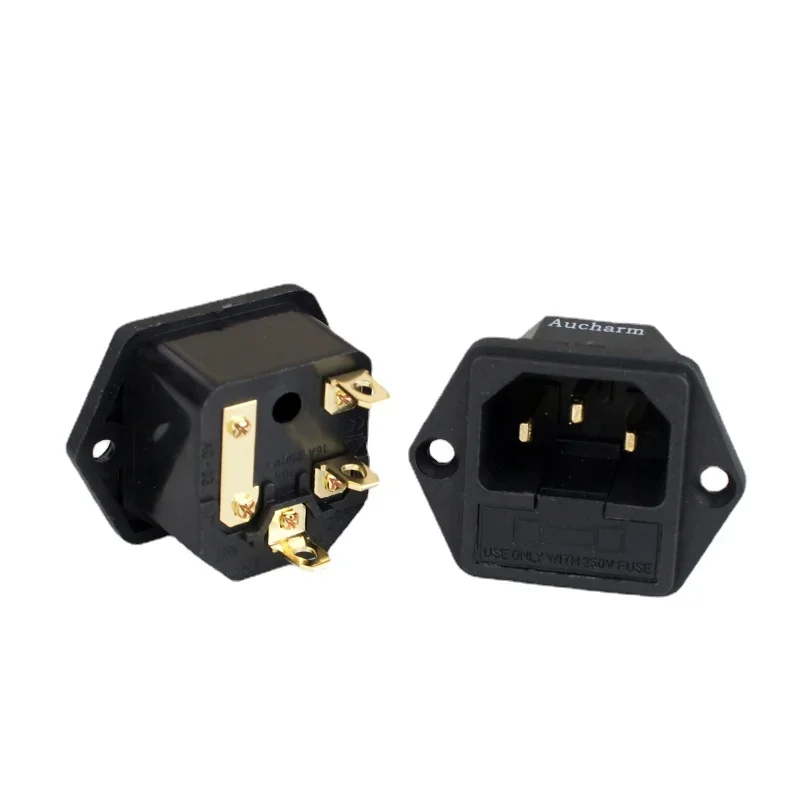 Фото Aucharm позолоченная медная розетка C13 IEC с стандартным Hi-Fi аудиоадаптером питания №4