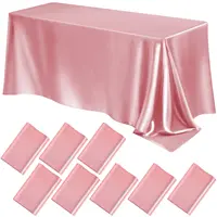 Rose gold Imitation Silk Satin Wedding Solid Color Rectangular Banquet Rable Tea Table Cloth Tablecloth 1