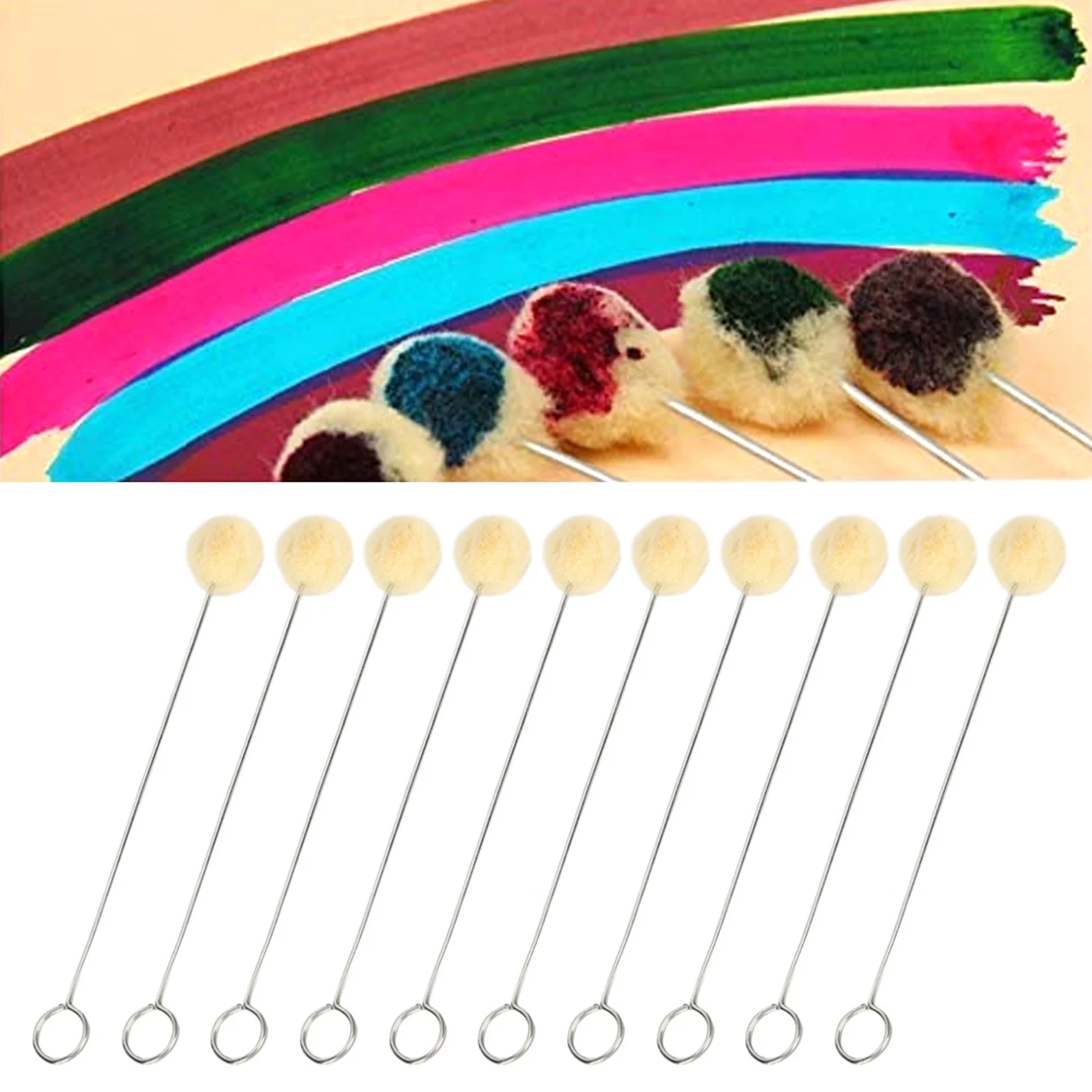 100Pcs Leather Wool Daubers Oily Dye Ball Brush Metal Handle DIY HandMade Craft Tool