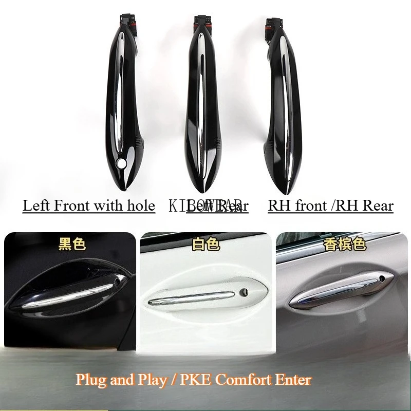 BMW 5 6 7 시리즈 ER F07 F10 F11 F06 F12 F13 F01 F02 51217231931 컴포트 액세스 교체용 블랙 외부 도어 핸들 세트 PKE 4개
