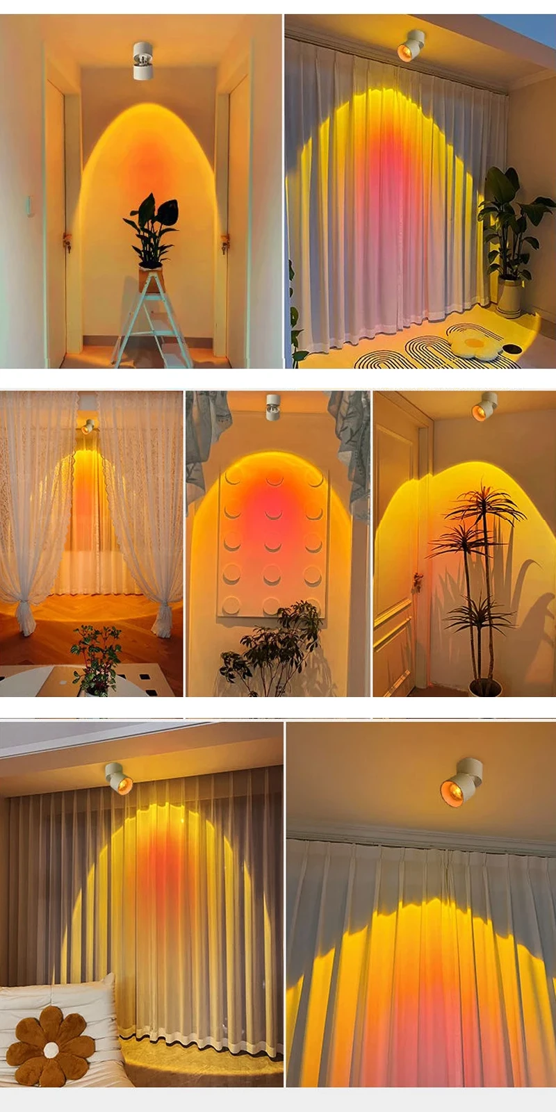 Modern LED Sunset Lamp Adjustable Angle Ceiling Lights Surface Mounted Washing Spotlight Living Room Hallway Wall Sconce Bedroom