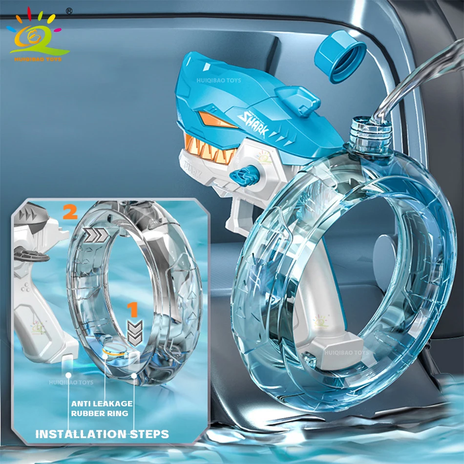 Summer Electric Automatic Shark Water Gun Cannon Portable Children's Beach Outdoor Fight Fantasy Shooting Game Toys for Kid Gift 3