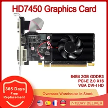 HD7450 Graphics Card 64Bit 2GB GDDR3 PCI-E 2.0 X16 HD VGA DVI-I Video Card for AMD Radeon HD 7450 2G 64 Bit
