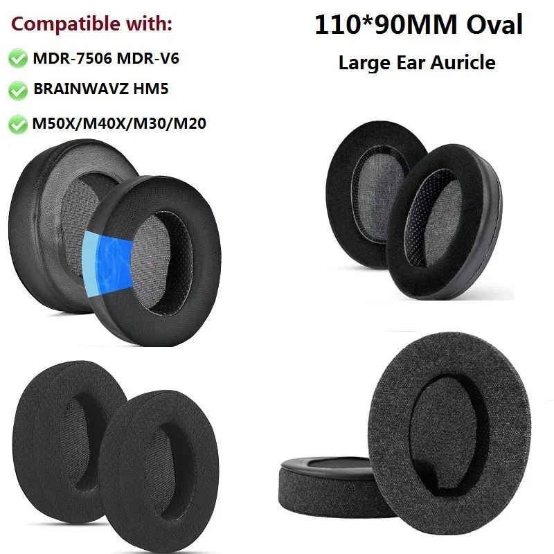Flat Velvet Ear Pads Cushion for BRAINWAVZ HM5 Ear Pads Universal Large Over All Earpads 90*110mm Ear Cover Headphone