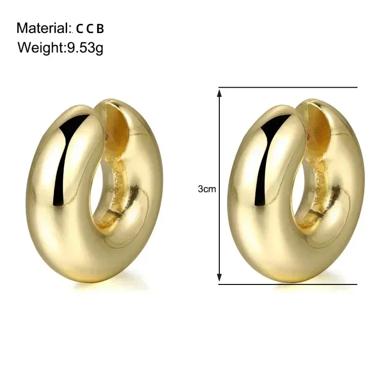 Clip Earrings Punk Non Piercing Chunky Round Circle Clip Earring Women Gold Plated C Shape Ear Cuff Stud Tube Thick Earclips Jewelry Gifts