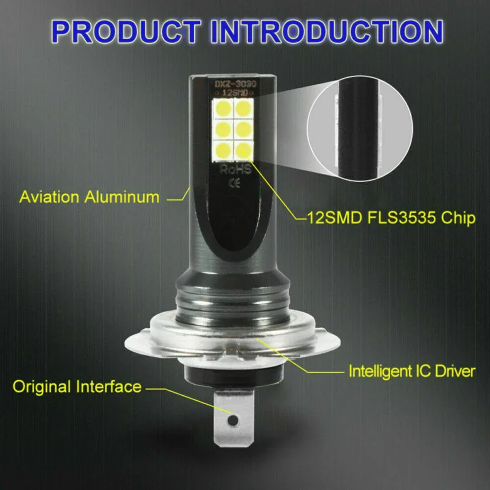 안개등 헤드라이트, 6000K 알루미늄 전구 변환 H4 하이 로우 빔 키트, LED 교체 방수, 1500W, 2 개