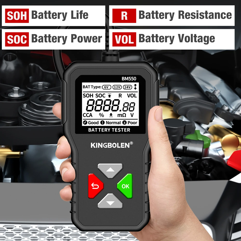 King bolen bm550 Batterie tester 6V 12V 24V 2000-cca Batteries ystem  2ah-220ah Batterie analysator Auto diagnose werkzeuge